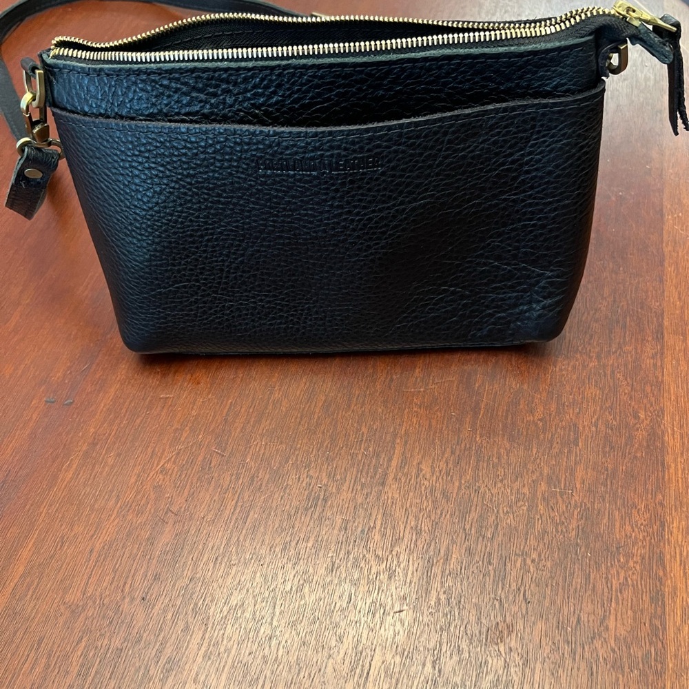 Portland Leather “Almost Perfect” Poppy Black pebbled Leather Crossbody Bag